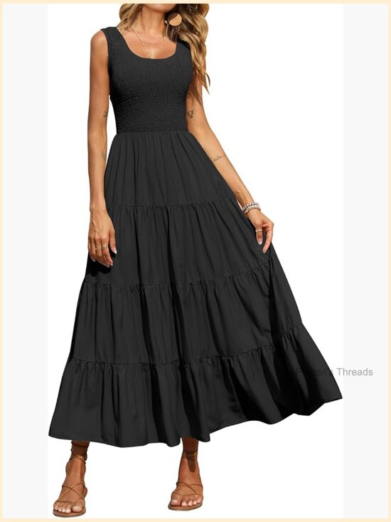 Dresses & Skirts - Smocked Tank Maxi Dress Sleeveless Tiered Beach Long Dress